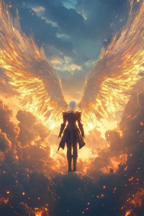 stock illustration depicting  anime character  angel wings