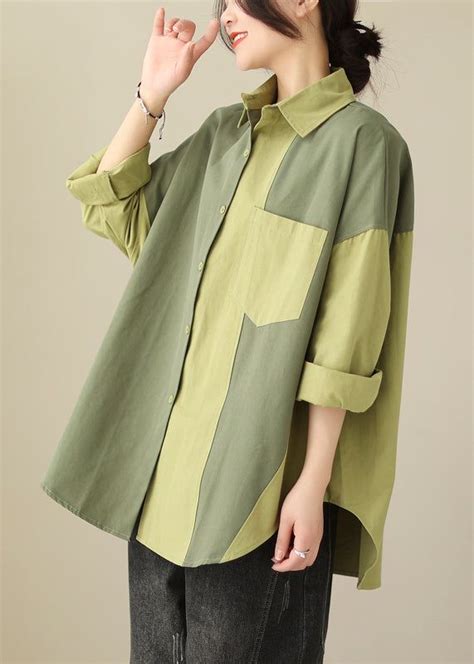 original colorblock asymmetrical patchwork cotton shirt spring spring