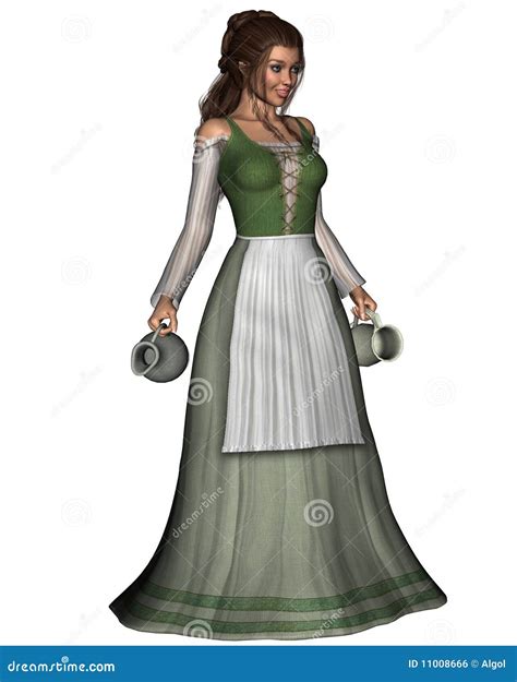 Mediaeval or Fantasy Tavern Wench Stock Illustration - Illustration of