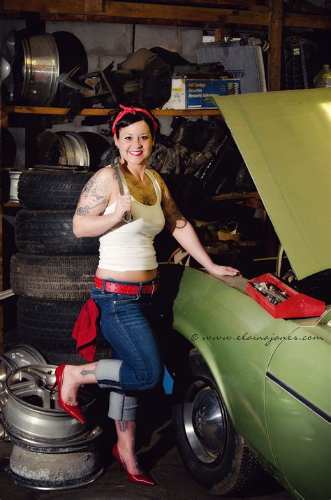 www.elainajanes.com Retro, Pin up, Mechanic | Fashion photoshoot, Pin