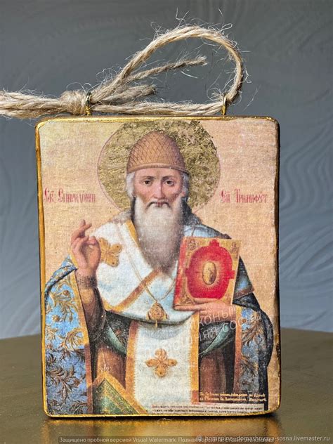 Икона Спиридон Тримифунтский деревянная ручная модерн по старину икона ...