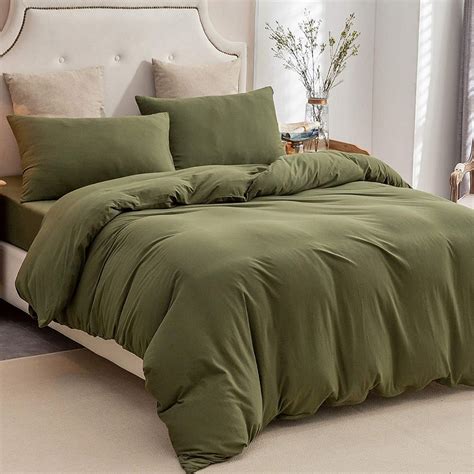 olive green washed duvet cover queen twin king bedding set etsy uk