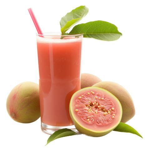 ai generated fresh guava juice  guava fruits isolated  transparent