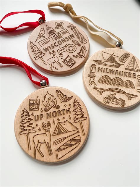 Laser Engraved Midwest, up North, WI, Mke Milwaukee Round Wood