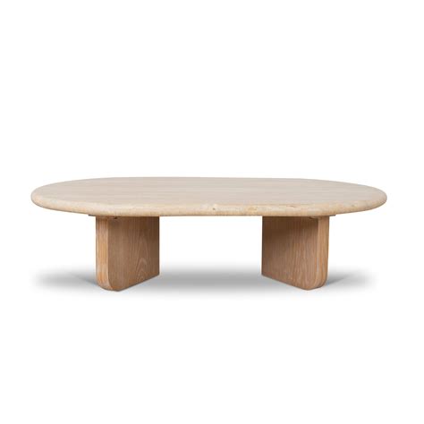 Kalin 1.2m Oval Travertine Coffee Table - Natural | Interior Secrets