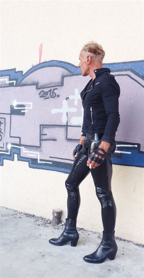 gay mens skintight meggins #elastomershop and 7cm heel boots Leather