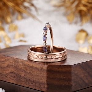 Couples Ring Set Rose Gold Wedding Rings Set for Men and Women His and ...