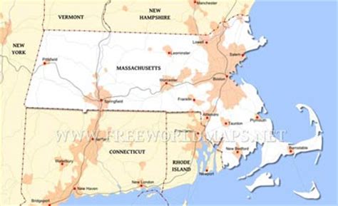 Physical map of Massachusetts 