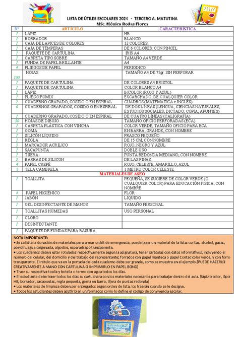 Lista De útiles Escolares Secundaria 6