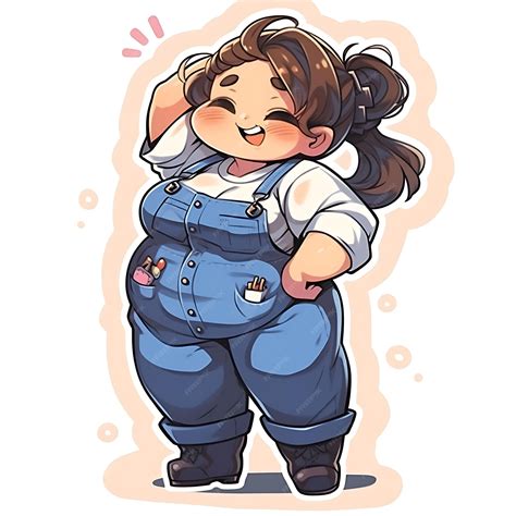 Premium AI Image | Sticker Anime Girl Cute Chubby Cartoon with Bold