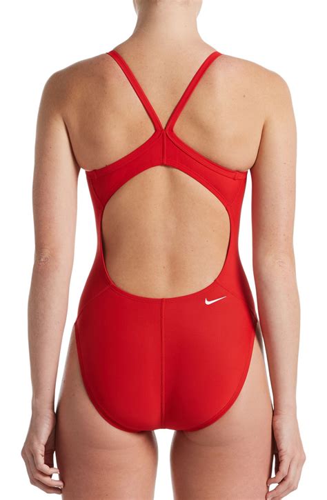 Nike women s swim guard racerback one piece swimsuit size 26 red – Artofit