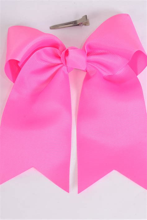 Hair Bow Extra Jumbo Long Tail Cheer Type Bow Hot Pink Grosgrain Bow