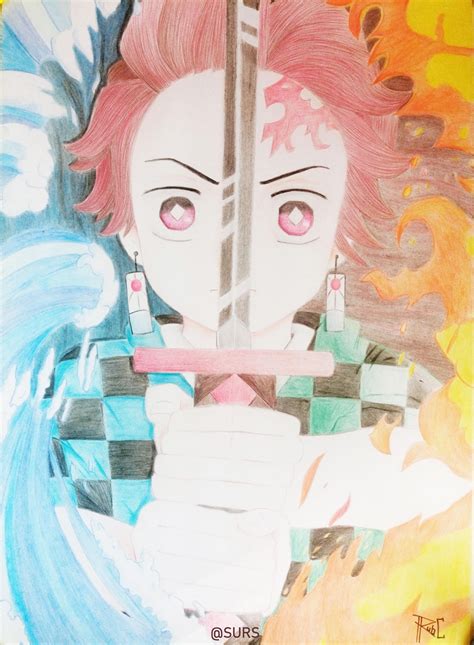 what color is tanjiro's hair 3