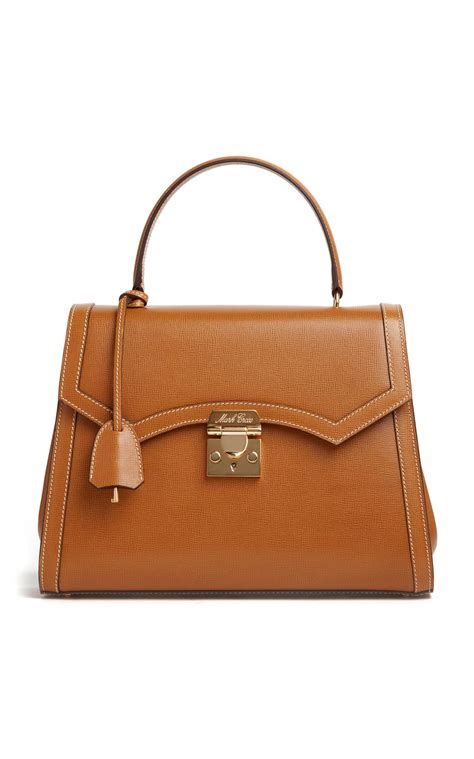 Mark Cross Madeline Lady Leather Top Handle Bag in Brown | Lyst