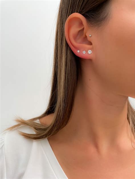Trio de Brincos Ponto de Luz com Zircônia - Prata 925 | Earings ...