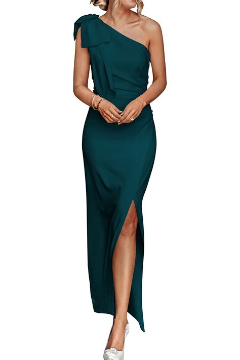 PRETTYGARDEN Women's Summer One Shoulder Long Formal Dresses Sleeveless