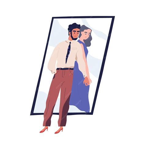 女性の自己を感じる男性の性転換者。性同一性とトランスジェンダーの概念。性格を隠しているニューハーフ。白い背景に分離された色付きのフラット