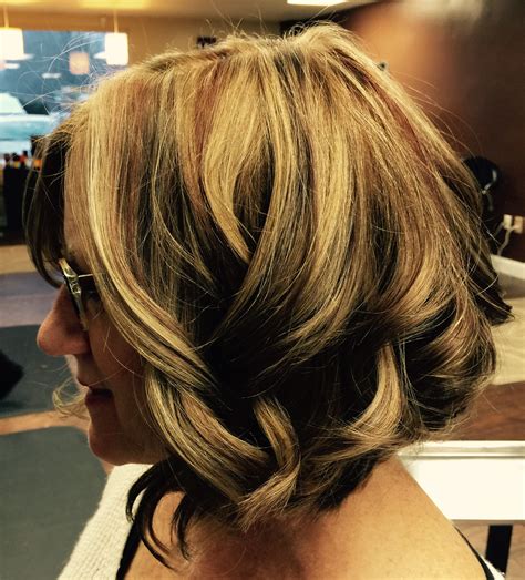 Medium length bob with blonde and red highlights | Medium length bobs