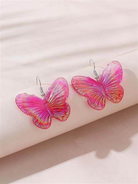 butterfly design drop earrings etsy earrings pretty jewellery pink