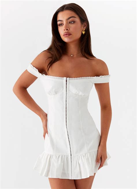 Odessa Frill Mini Dress - White – Peppermayo US