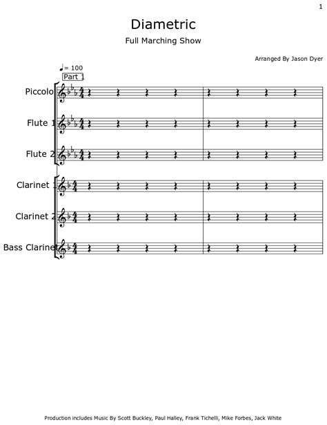 Diametric - Sheet music for Piccolo, Flute, Clarinet, Bass Clarinet