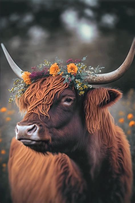 Somerset House - Images. HIGHLAND COW WITH FLOWERS