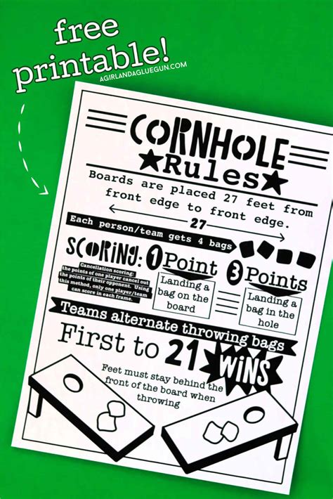 Cornhole rules printable - A girl and a glue gun