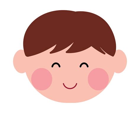Cute Kids Boy Head Character Smiling Avatar Cartoon Vector Illustration ...