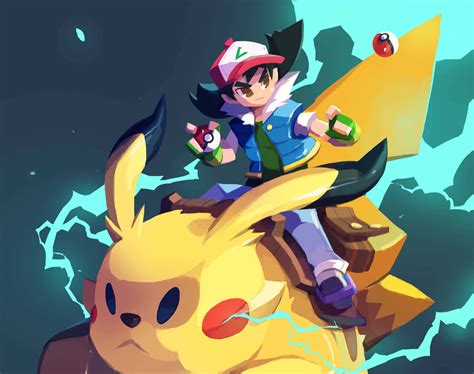 Download Ash and Pikachu Together in Adventure Wallpaper | Wallpapers.com