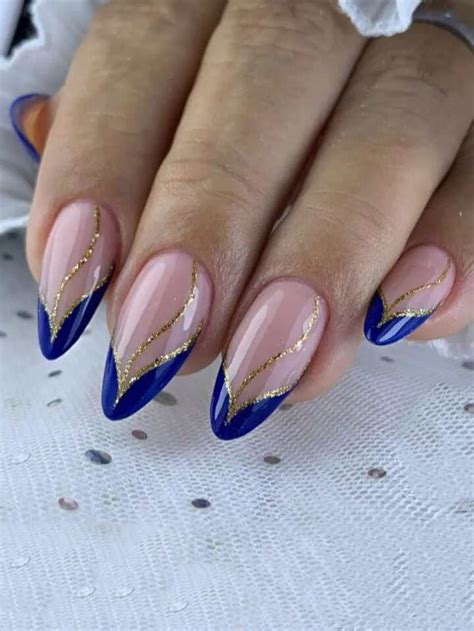 Royal Blue And Gold Nail Designs