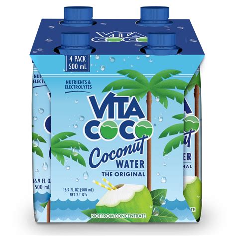 Vita Coco Coconut Water, Pure, 16.9 fl oz Tetra (Pack of 4) - Walmart.com