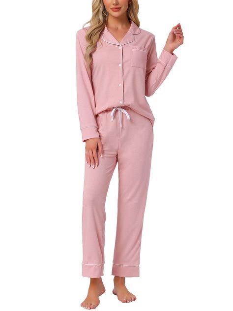 cheibear womens pajama loungewear long sleeve button  tops  pants