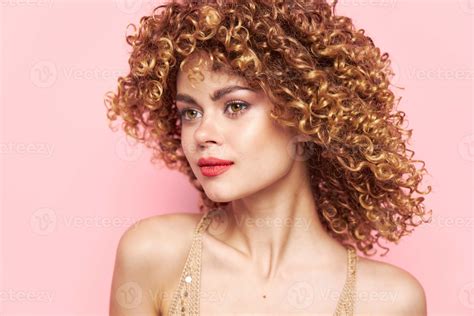 Sexy model Curly hair naked shoulders disco party charm 22063625 Stock