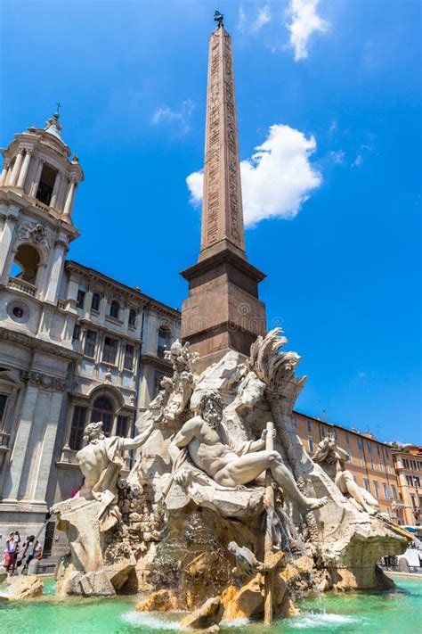 Fountain of the Four Rivers Editorial Photo - Image of italy, blue ...