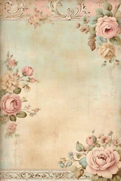 premium photo vintage floral paper texture background  scrapbook style