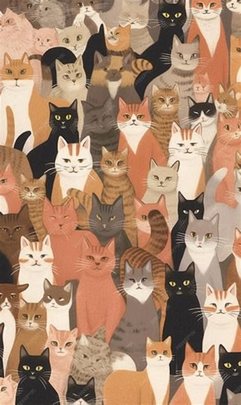 Premium AI Image | A wallpaper of many cats with one of them saying'cats