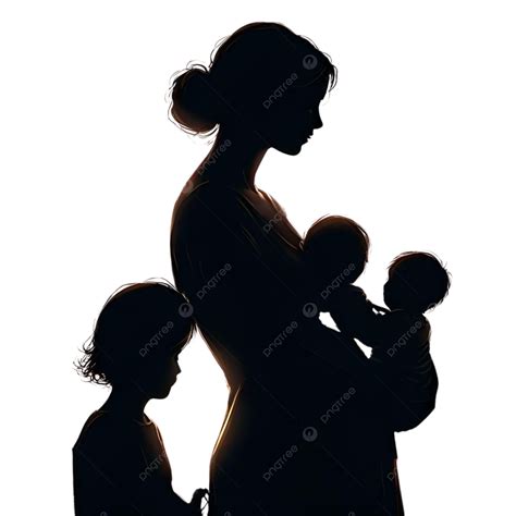 Happy Mother Day Shadow Mom And Children, Happy Mother Day, Mom And Son