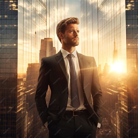 Premium Photo | Confident business man standing in modern city and