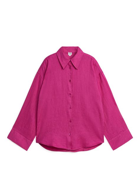 Linen Shirt - Fuchsia - ARKET