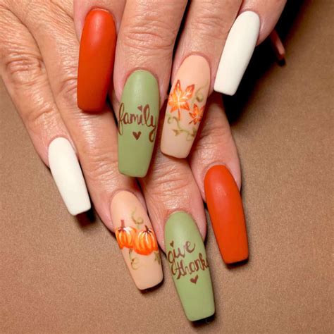 Thanksgiving Nails Simple Long