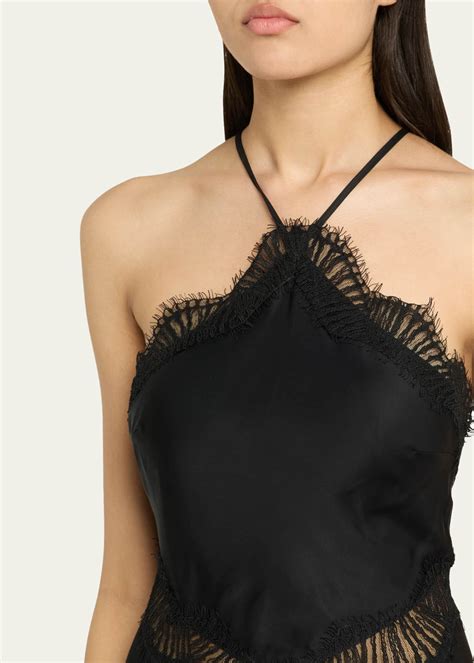 A.L.C. Lucia Lace Satin Halter Midi Dress - Bergdorf Goodman