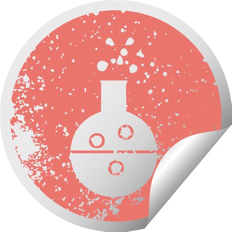 distressed circular peeling sticker symbol chemistry tube 10270217