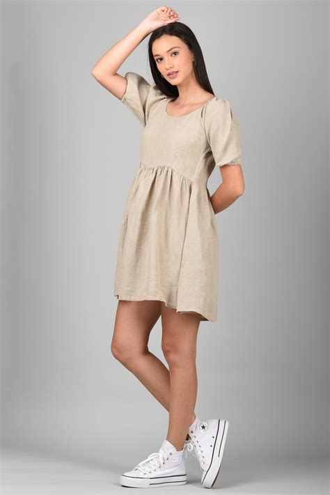 Drop Waist Dress Natural - Linen Options