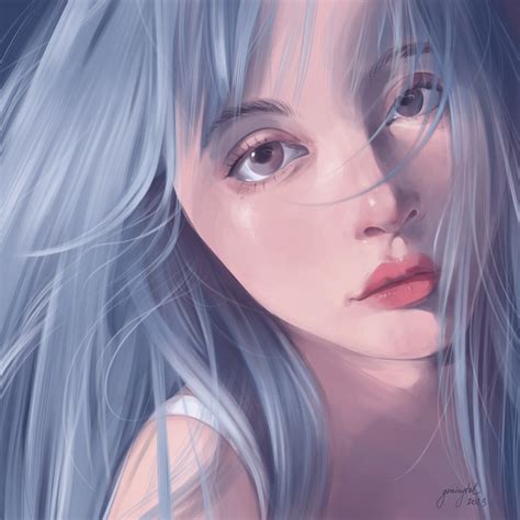 ArtStation - Girl with blue hair