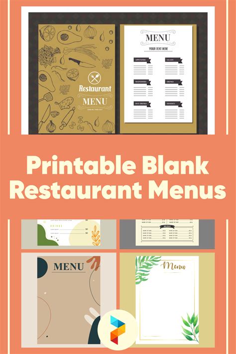 Printable Blank Menu Templates Restaurant