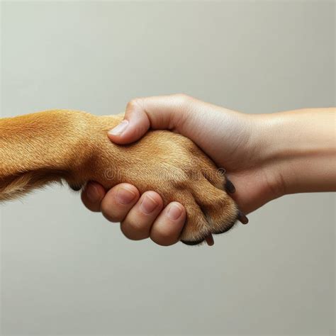 Holding Paws and Hands in a Heartwarming Moment of Connection between ...