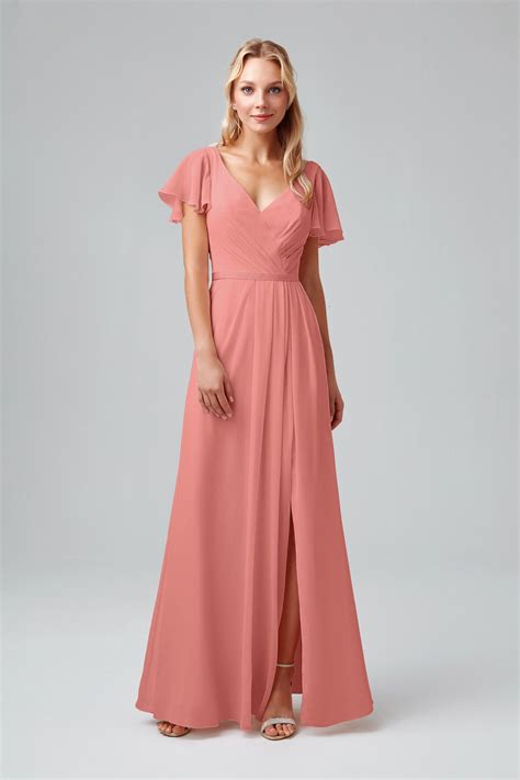 chiffon bridesmaid dresses with sleeves - Tasia Card