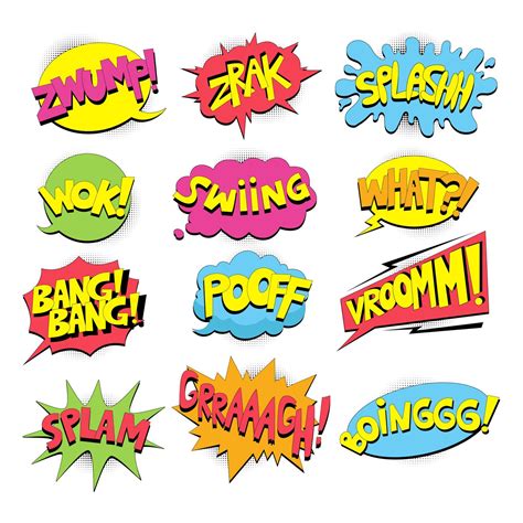 Set of colorful comic speech bubbles different shapes with halftone