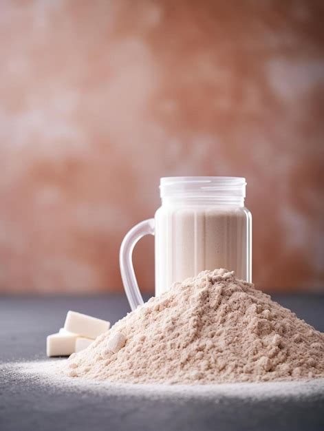 Whey protein powder and dumbbell background | Premium AI-generated image