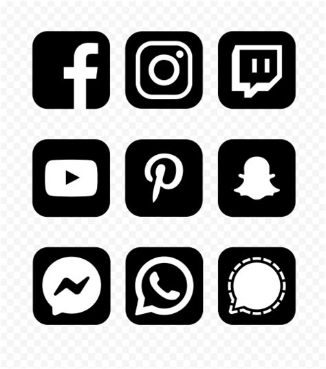 HD Social Media Black & White Square Icons PNG | Citypng